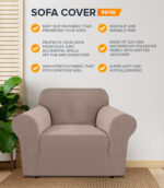 1-seater Knitted Sofa Cover - Sand - Image 4