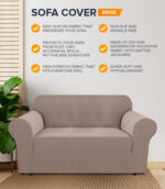 2-seater Knitted Sofa Cover - Sand colour - Image 4