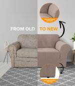 2-seater Knitted Sofa Cover - Sand colour - Image 3