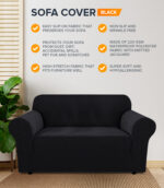 2-seater Knitted Sofa Cover - Black - Image 4