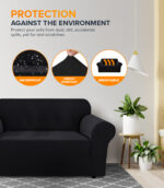 2-seater Knitted Sofa Cover - Black - Image 2