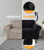 2-seater Knitted Sofa Cover - Black - Image 3