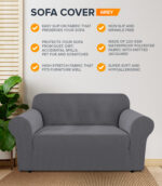 2-seater Knitted Sofa Cover - Grey - Image 4
