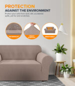 3-seater Knitted Sofa Cover - Sand - Image 2