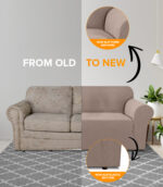 3-seater Knitted Sofa Cover - Sand - Image 3