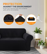 3-seater Knitted Sofa Cover - Black - Image 2