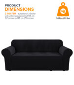 3-seater Knitted Sofa Cover - Black - Image 6