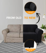 3-seater Knitted Sofa Cover - Black - Image 3