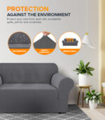 3-seater Knitted Sofa Cover - Grey - Image 3