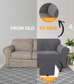 3-seater Knitted Sofa Cover - Grey - Image 2