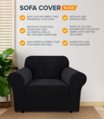1-seater Knitted Sofa Cover - Black - Image 4