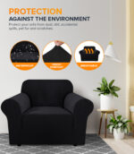 1-seater Knitted Sofa Cover - Black - Image 2