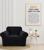 1-seater Knitted Sofa Cover - Black - Image 5