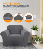 1-seater Knitted Sofa Cover - Grey - Image 2