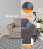 1-seater Knitted Sofa Cover - Grey - Image 3