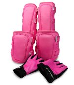 Pink Elbow Pad, Knee Pad and Gloves Protective Set