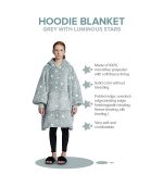 Hoodie Blanket Grey with Luminous stars - Image 3