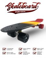 Mini Cruiser Skateboard - Black/Yellow/Red - Image 6