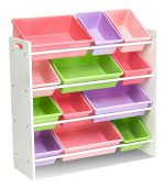 Toy Storage Organiser with Bins (Pink, Green and Purple) - Image 8