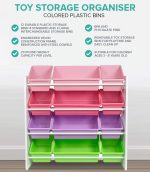 Toy Storage Organiser with Bins (Pink, Green and Purple) - Image 6