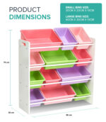 Toy Storage Organiser with Bins (Pink, Green and Purple) - Image 4