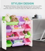 Toy Storage Organiser with Bins (Pink, Green and Purple) - Image 3