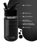 Kids Insulated Tumbler Drink Bottle - Black - Image 5