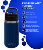 Kids Insulated Tumbler Drink Bottle - Dark Blue - Image 4