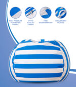 Stuffed Animal Toy Storage Bag - 32 in - Blue and White Stripes - Image 5