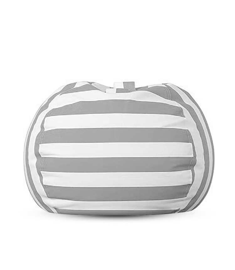 Stuffed Animal Toy Storage Bag - 32 in - Grey and White Stripes