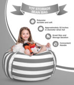 Stuffed Animal Toy Storage Bag - 32 in - Grey and White Stripes - Image 4