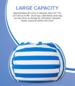 Stuffed Animal Toy Storage Bag - 32 in - Blue and White Stripes - Image 7