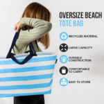 Light Blue Stripes Oversize Tote Bag - Image 3