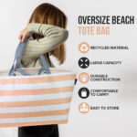 Peach Stripes Oversize Tote Bag - Image 3