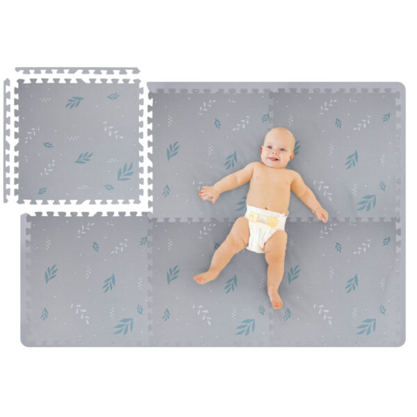 Jigsaw Puzzle Foam Play Mat 6 x 4 ft (Grey Leaf)