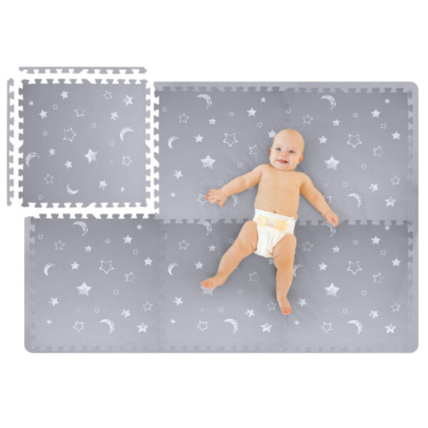 Jigsaw Puzzle Foam Play Mat 6 x 4 ft (Grey Moon/Stars)