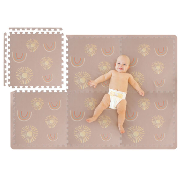 Jigsaw Puzzle Foam Play Mat 6 x 4 ft (Terracota Pink Sun & Rainbow)