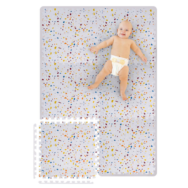 Jigsaw Puzzle Expandable Tile Mat 6 x 4 ft (Multicolored Terrazo)