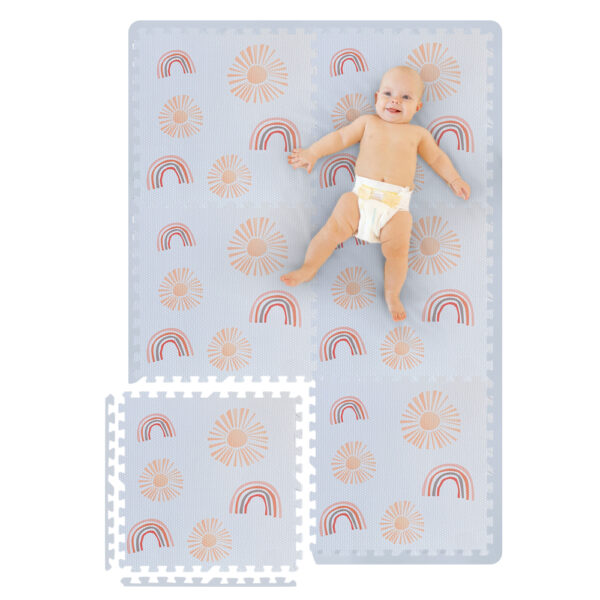 Jigsaw Puzzle Expandable Tile Mat 6 x 4 ft (White Sun & Rainbow)