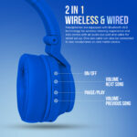 Wireless Bluetooth Headphones (95 db safety limit) BLUE - Image 5