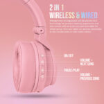 Wireless Bluetooth Headphones (95 db safety limit) PINK - Image 5