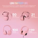 Wireless Bluetooth Headphones (95 db safety limit) PINK - Image 8
