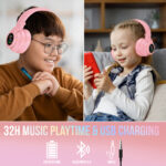 Wireless Bluetooth Headphones (95 db safety limit) PINK - Image 7