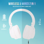 Wireless Bluetooth Headphones (95 db safety limit) WHITE - Image 3