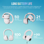 Wireless Bluetooth Headphones (95 db safety limit) WHITE - Image 8