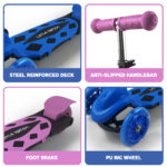 Folding 3 Wheel Scooter - Pink - Image 7